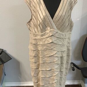 Adrianna Papell Cream Layered Midi Dress